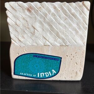 Carved Stone Trinket Holder - Cream & White